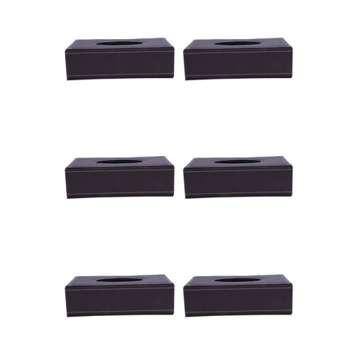 6X Portable Leather Rectangular Tissue Cover Box Holders Case Pumping Paper Hotel Home Car Gift Brown