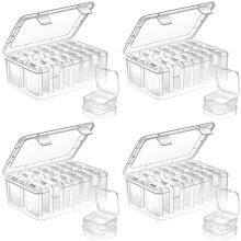 4Conjunto Caixa de Armazenamento Pequena com Tampa Pequena Caixa Transparente de Plástico Caixa de Armazenamento de Plástico Organizador Vazio