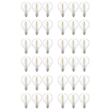 36Pcs G40 Led Replacement Light Bulbs, E12 Screw Base Shatterproof LED Globe Bulbs for Solar String Lights Warm White