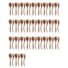 Wooden Spoons for Eating, 60 Pieces Natural Wood Eating Spoon, 7 Inch Eco-Friendly Handmade Teaspoon for Dinner