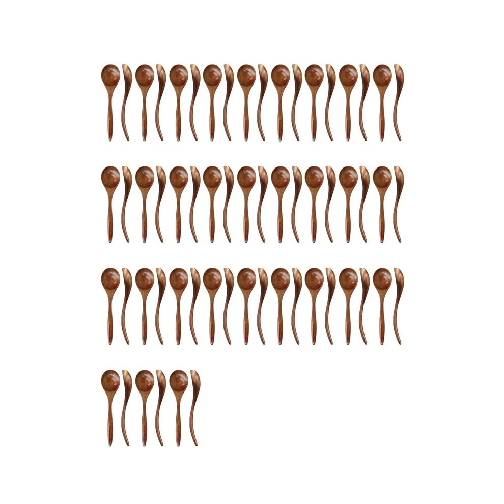 Bobotron Wooden Spoons For Eating, 60 Pieces Natural Wood Eating Spoon, 7 Inch Eco-Friendly Handmade Teaspoon For Dinner