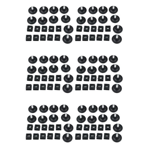 60 Sets 45mm Base Dia Adjustable Leveling Foot 25mmx25mm Square Tube Insert Kit