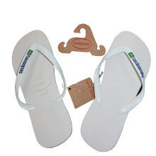 White Brasil logo Havaiana flip flops, Size UK 7/8 New
