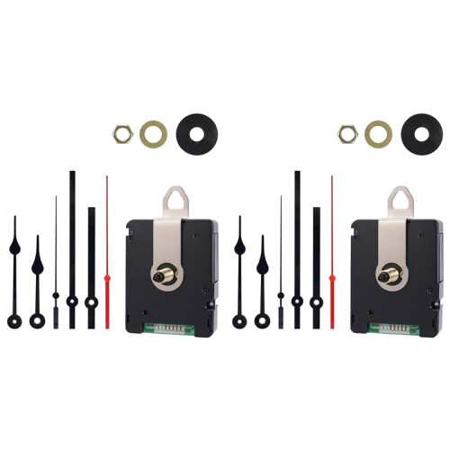 2X DCF77 24mm Radio-Controlled Clock Movement - Silent with Hand Replacement Black - Wall Clock Replacement