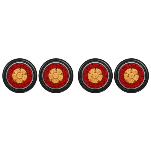4X Luzes Traseiras para Reboque de Caminhão de LED Vermelho/Âmbar 4 Polegadas Redondas Luzes Traseiras de Freio de Freio