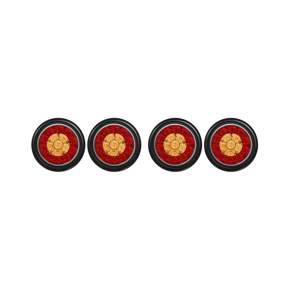 4X Round 4Inch Led Truck Trailer Tail Lights Rear Stop Brake Turn Signal Lights Red/Amber 6031735446027