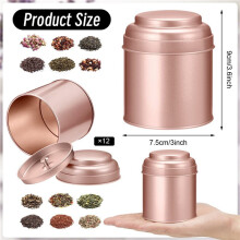 24 Latas de Té Redondas con Doble Tapa Hermética. Caja Pequeña para Té de Cocina. Recipientes para Té A Granel.