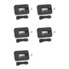 5X Waterproof LCD Display Digital Hour Meter Inductive Timer for Bike Motorcycle ATV Snowmobile Engine, Black