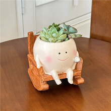 2X Cute Chair Smiling Face Little Devil Flower Pot Swing Succulent Plant Flower Pot Garden Home Decoration