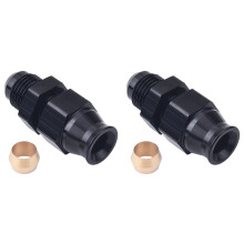 2X 6AN Mâle Flare à 5/16 Pouces Carburant Hardline Tube Raccord Adaptateur Connecteur en Alliage D'Aluminium Noir Anodisé Droit (5/16)