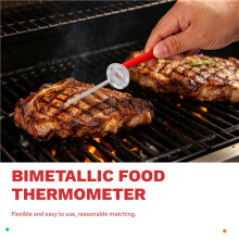 6PCS Stainless Steel Kitchen Thermometer with Red 5 Inch Long Stem 1Inch Dial Thermometer Milk Frothing Food Thermometer