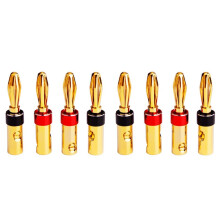 Lot de 8 Connecteurs Banane Plaqués Or 24 Carats en Cuivre, pour Haut-Parleur, Prise Banane 4,5 mm Compatible avec les Câbles de 4,5 mm