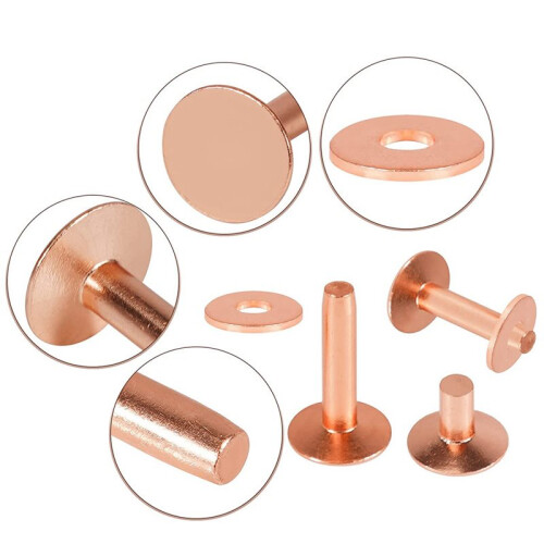 308Pcs Copper Rivets for Leather,Smooth Leather Rivets, Pure Copper Rivets and Burrs for Leather Work Jeans Jacket 2