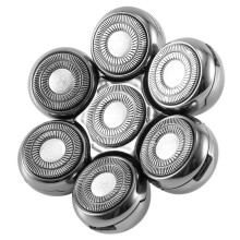4X Testina di Ricambio per Rasoio Elettrico Rasoio per Uomo Regolabarba Wet e Dry 7D Floating Heads Lama Argento
