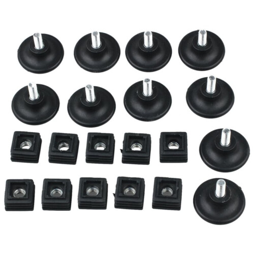 60 Sets 45mm Base Dia Adjustable Leveling Foot 25mmx25mm Square Tube Insert Kit 1