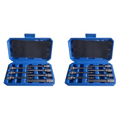 Conjunto de Soquete de Broca Hexagonal Extra Longo de 14 Peças H3-H10 CR-V Unidade de 3/8 Polegadas com Comprimento de 110 mm