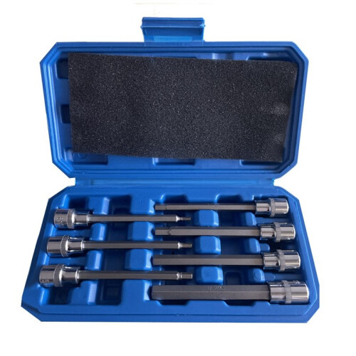 Conjunto de Soquete de Broca Hexagonal Extra Longo de 14 Peças H3-H10 CR-V Unidade de 3/8 Polegadas com Comprimento de 110 mm 1