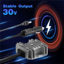 Conversor - Boost À Prova D'Água de 30V, Módulo de Alimentação de 12V/24V para 30V 3,5A com Adaptador para Acendedor de Cigarros para Trailers e