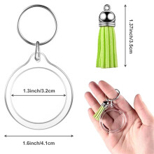 200 Sets Acrylic Photo Keychain with Tassels, DIY Custom Insert Photo Keyring Clear Blank Picture Keyring