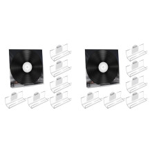 12-Pack Vinylskivhållare Väggfäste Ingen Borr, Självhäftande Akrylskivhylla Displayställ för LP-Albumomslag CD