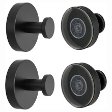 4PCS Suction Cup Hooks for Shower Wall No Drill Hook Removable Reusable Towel Hooks for Kitchen Glass Door Window Black