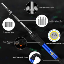 2X Soldering Iron Kit, 60W Soldering Soldering Iron Kit, Adjustable Temperature Solder Iron with 10 Iron Tips US Plug