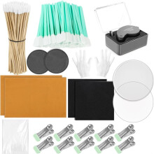 320 Pcs Card Cleaning Kit, Trading Card Flattening Kit Include Acrylic Discs Magnifying Implement Card Films Card Mats