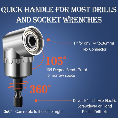 18 Pcs Drill Bit Holder Keychain, Quick Release Screwdriver Extension Tool with 105 Degree Right-Angle Driver 2