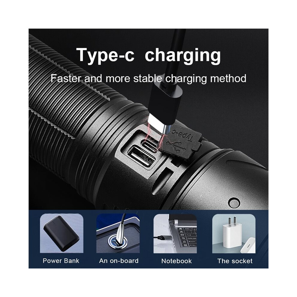 Super Bright Led Flashlight Rechargeable Zoom Torch Long Range Torch Light Camping Fishing Work Lantern 4713427105369
