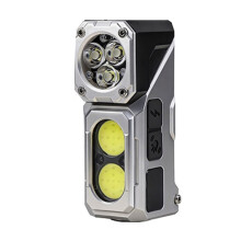 Portable LED Flashlight with Tail Magnet USB Rechargeable Super Bright COB Cap Clip Light for Camping Lantern Gray