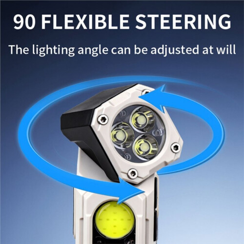 Portable LED Flashlight with Tail Magnet USB Rechargeable Super Bright COB Cap Clip Light for Camping Lantern White 1