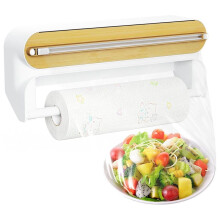 Kitchen Wrap Dispenser with Cutters Organize Aluminum Foil Plastic Wrap Wax Paper Wooden Design Storage Organizer