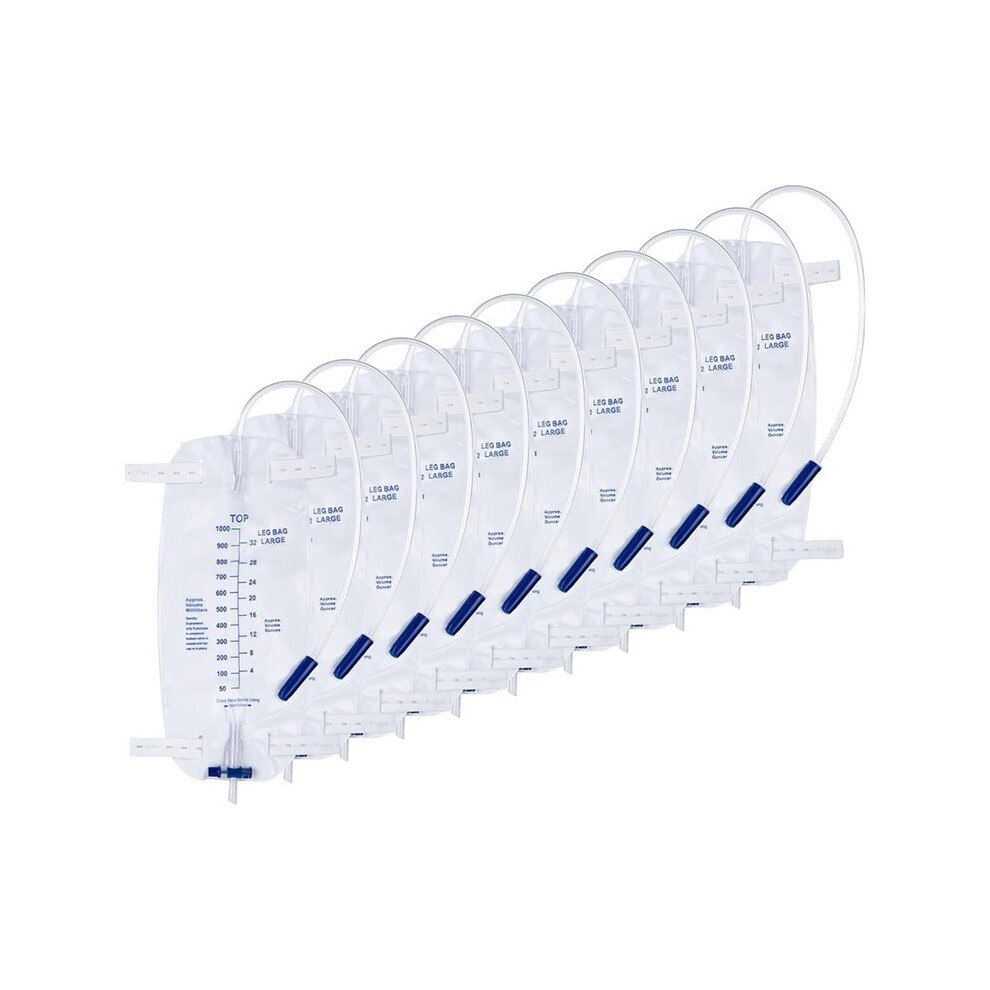 10 Pack 1000ml Sterile Leg Urinary Drainage Bags,Professional Urine Leg Bag with Anti-Reflux Valve for Men and Women
