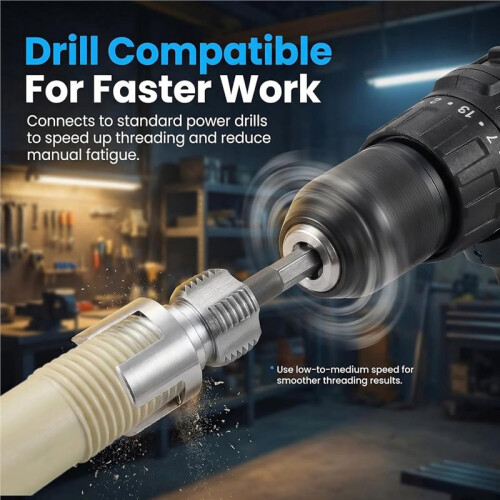 PVC Pipe Threading Kit, Integrating Internal and External Pipe Threading Tools, Suitable for PVC/Plastic Pipes,Threading 2