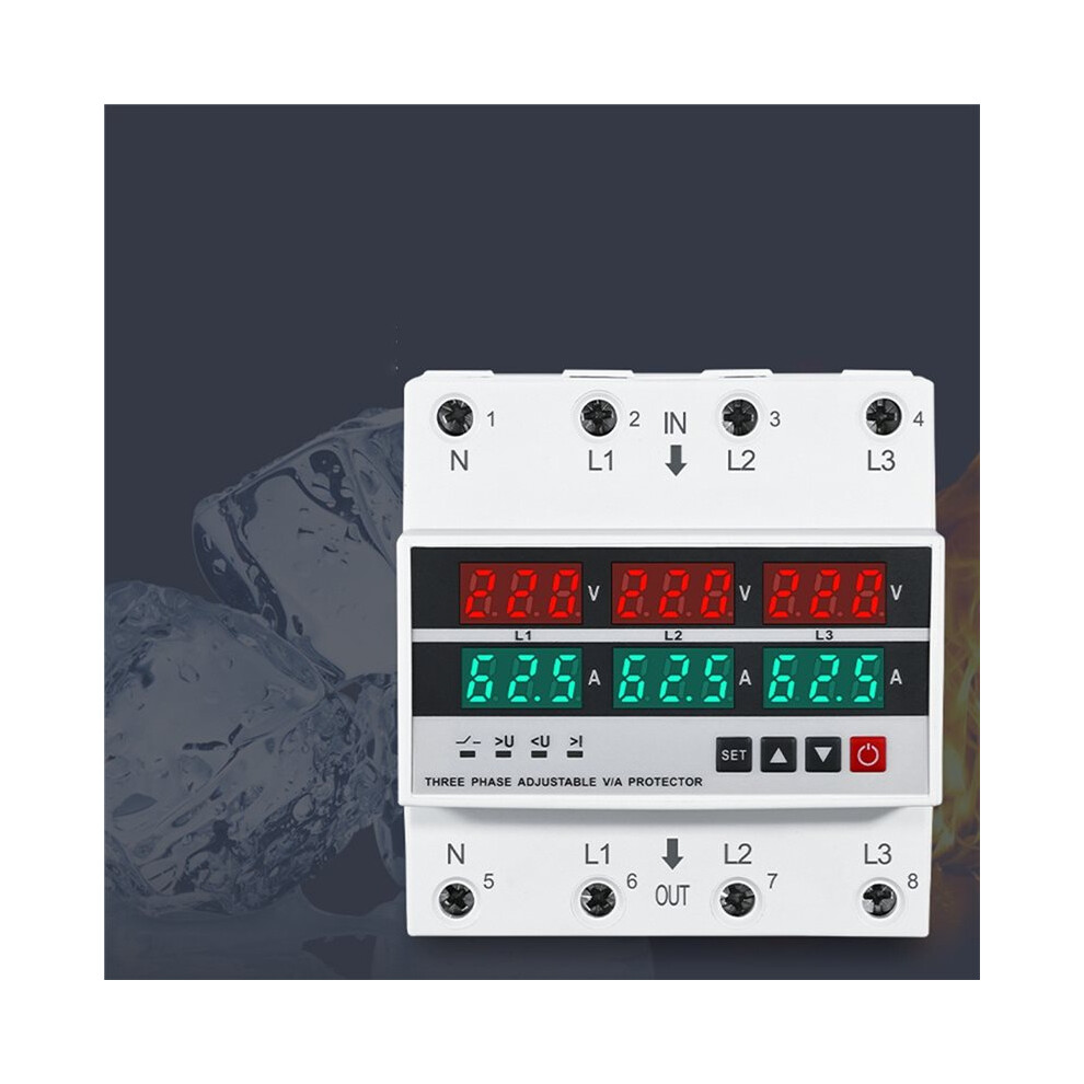 3 Phase Din Rail Voltage And Current Monitoring Relay With Adjustable Settings 63A 6031540170643