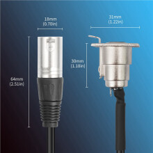 6 Pack D Type XLR Cable , Pass Through Connector, D XLR Female to Male for Premium Stage Box, Patch Panel,Panel Mount