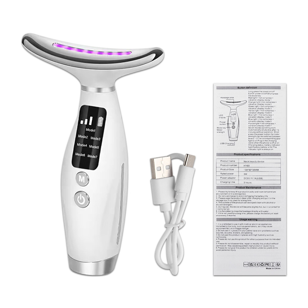 Stoyotu Usb Rechargeable Anti Wrinkle Facial Massager 7Color Neck Face Beauty Skin Tighten Facial Lift Device Reduce Double Chin Tool