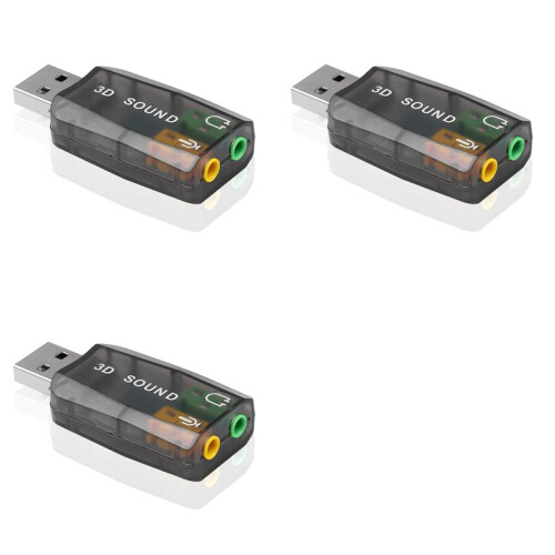 3X External USB Sound Card 3D Audio Headset Microphone Adapter for PC Desktop Support for Three-Dimensional Sound
