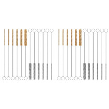 24-Pieces Brass Wire Brush Stainless Steel Wire Brush Set 12 Inch Long Bottle Brush Tube Cleaning Brush Bore Brush