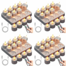 Bougies Chauffe-Plat Rechargeables Sans Flamme: Lot de 48 Bougies Chauffe-Plat à Piles, Bougies Votives LED à Effet Scintillant