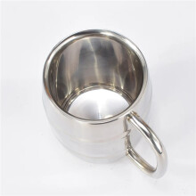 2X 500ml Double Stainless Steel Beer Cup Outdoor Camping Western Coffee Cup with Handle Insulated Portable Water Cup