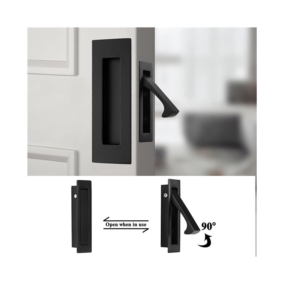 Pocket Door Handles And Pull Matte Handles Hardware ,Recessed Finger Flush Pulls 6Pcs Black 6031536121246