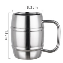 2X 500ml Double Stainless Steel Beer Cup Outdoor Camping Western Coffee Cup with Handle Insulated Portable Water Cup