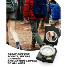 Accurate Orienteering Compass with Strap and Carrying Case, Glow in the Dark Waterproof Hiking  for Camping