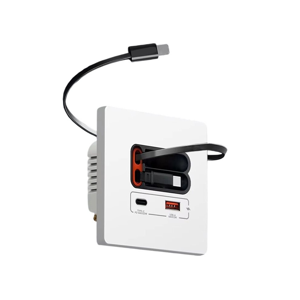 20W Usb C Socket Panel With Dual Type-C Fast Charge Outlet,Mobile Phone Charging Type-C Socket White 6033517338032