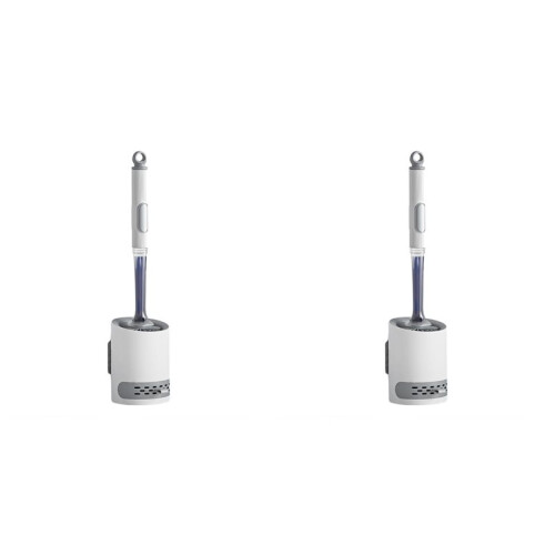 2X Detergent Refillable Toilet Brush Wall-Mounted Long Handle Silicone Brush for Corner Cleaning Tools 1