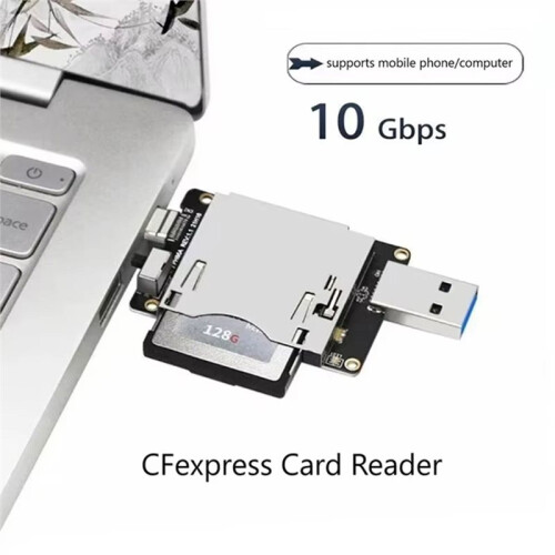CFexpress Card Reader USB 3.0 Type A/USB3.1 Type C 10Gbps to CF Express Riser Adapter for CF Express Type B Memory 2