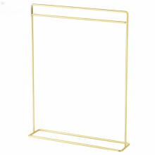 (Gold,25*21cm/9.84*8.27in)Simple Doll Metal Clothes Rack Miniature Hangers Dollhouse Accessories Furniture