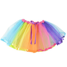 (Skirt)Abbigliamento da ballo Halloween con gonna a rete arcobaleno ali singolo strato per bambini festa