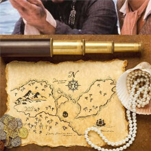 Retro Pirate Telescope 25x30 Zoomable Pocket Monocular Collapsible Captain for Kids Outdoor Camping Adventure Gift, 1PC